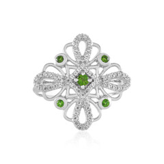 Bague en argent et Diopside de Russie