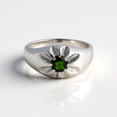 Anello in argento con Diopside Russo