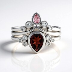 Anello in argento con Granato Mozambico