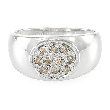 Anello da uomo placcato in platino con Diamante Cioccolato