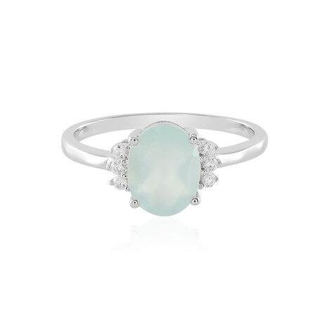 Anillo en plata con Calcedonia agua