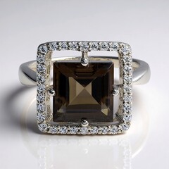 Anello in argento con Quarzo Fumè