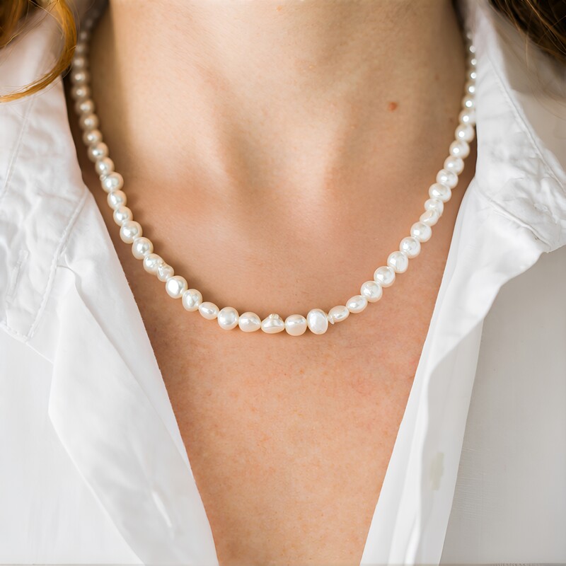 Süßwasserzuchtperlen-Silberhalskette (TPC)