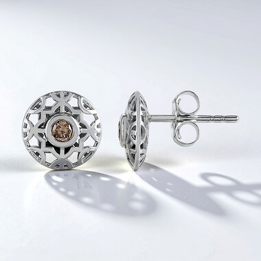 Boucles d'oreilles en or et Diamant champagne I2 (Ornaments by de Melo)