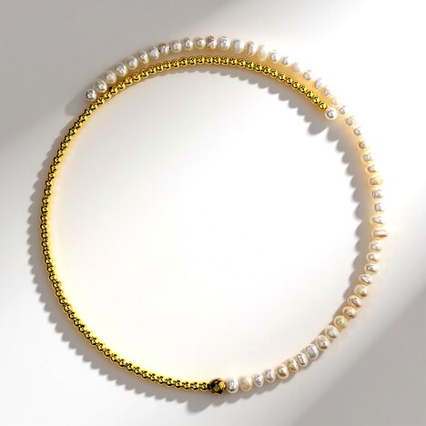 Collana rigida in acciaio con Ematite Dorata (Riya)