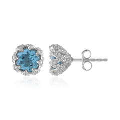 Swiss Blue Topaz Silver Earrings (de Melo)
