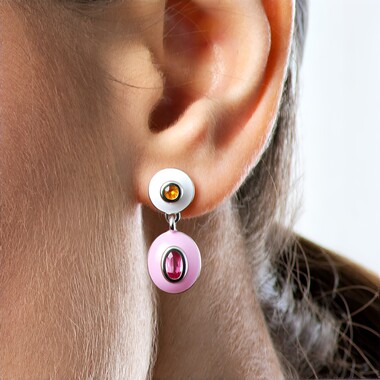 Pendientes en plata con Turmalina rosa