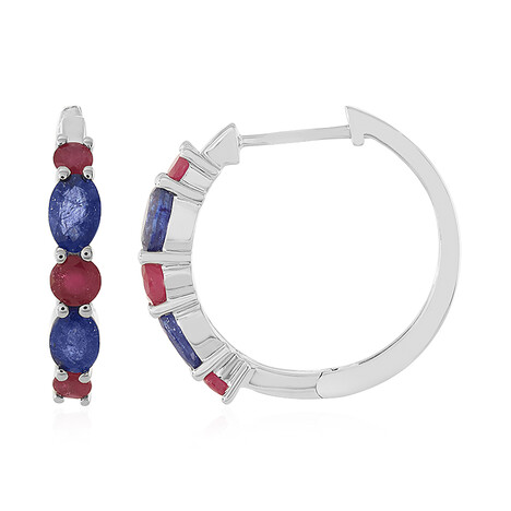 Pendientes en plata con Zafiro azul de Madagascar