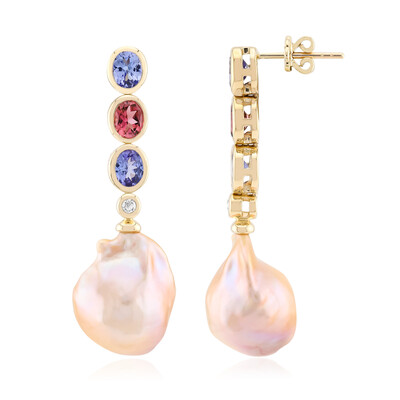 Orecchini in oro con Perla d'Acqua Dolce Porpora (TPC)