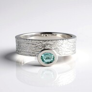 Paraiba Color Emerald Silver Ring