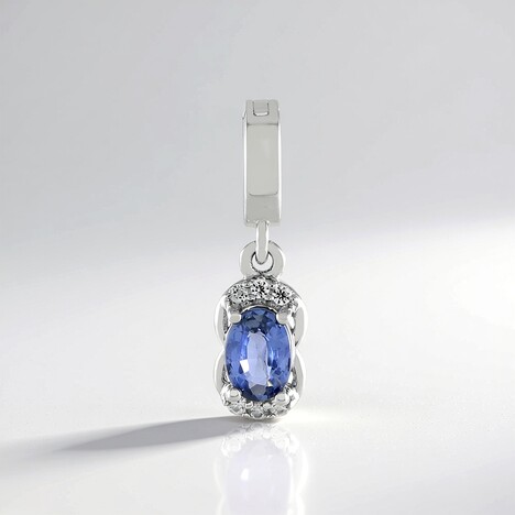 Pendentif en argent et Saphir bleu de Ceylan non chauffé