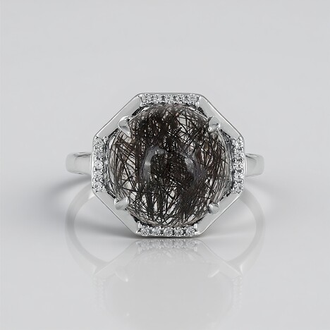 Anello in argento con Quarzo Rutilato Nero
