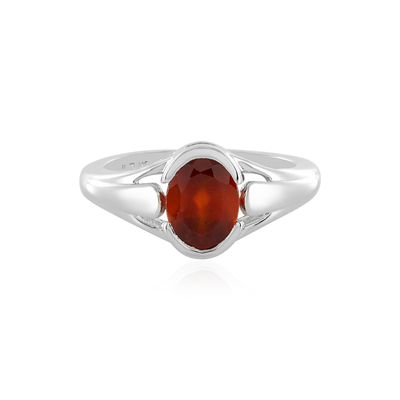 AYUSH GEMS Anello Gomed placcato in argento 9,25 carati con granato essonite naturale e certificato (Gomed) pietra preziosa astrologica regolabile per uomo e donna, placcato argento, hessonite
