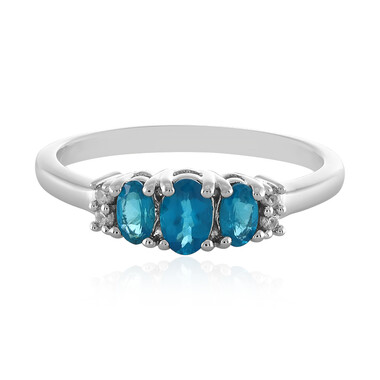 Bague en argent et Apatite bleu néon