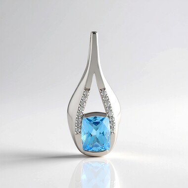 Ciondolo in argento con Topazio Blu Svizzero (de Melo)