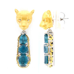 Pendientes en plata con Cianita petróleo (Gems en Vogue)