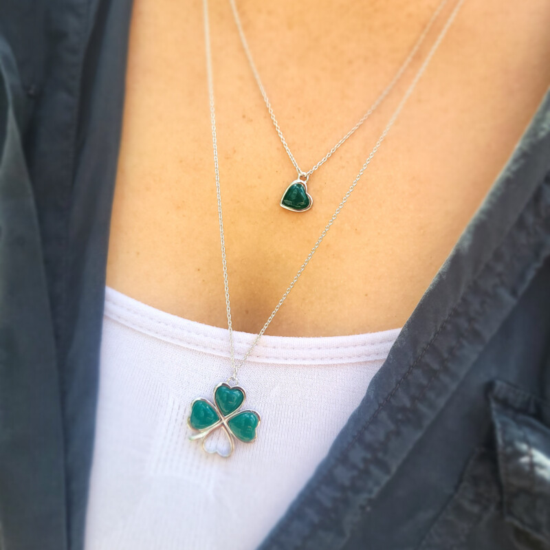 Green Agate Silver Necklace