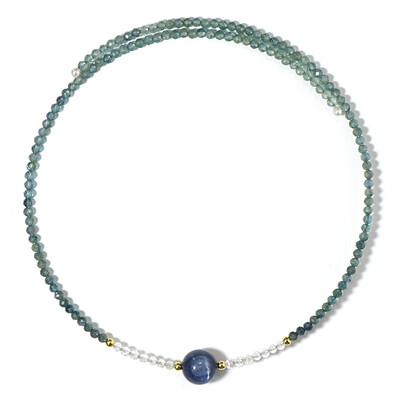 Collana rigida in acciaio con Cianite del Nepal (Riya)