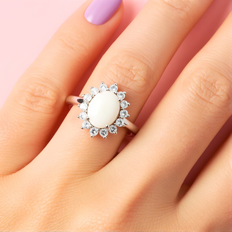 Weißer Opal-Silberring