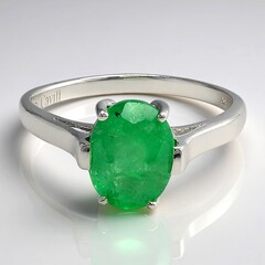 Anello placcato in platino con Smeraldo Bahia