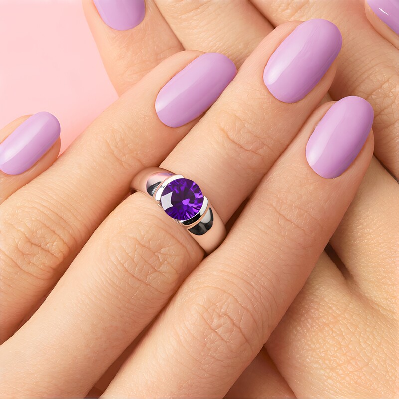 Anillo en plata con Amatista de Zambia