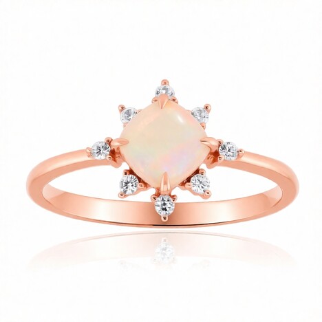 Anillo en oro con Ópalo blanco de Brasil