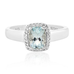 Zilveren ring met een aquamarijn