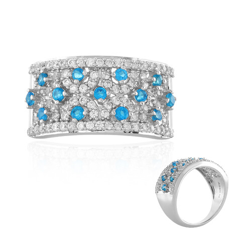 Anello in argento con Apatite Blu Neon