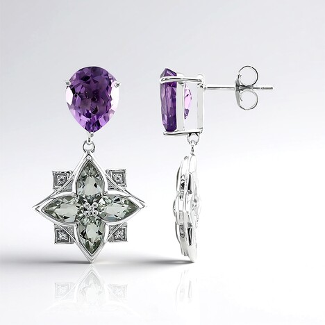 Boucles d'oreilles en argent et Améthyste Rose de France (Remy Rotenier)