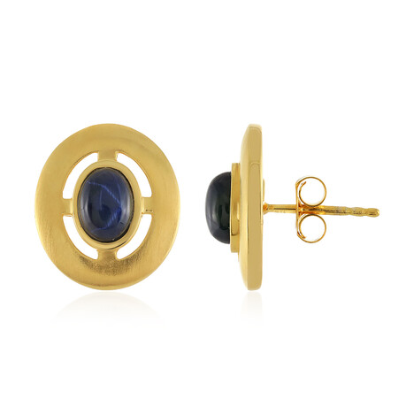 Blauer Stern-Saphir-Silberohrringe (MONOSONO COLLECTION)