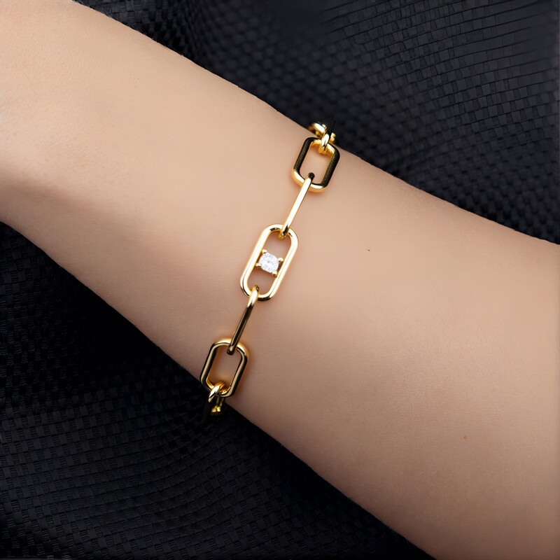 VS1 Champagner-Brillant-Silberarmband