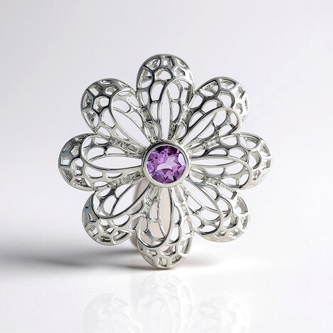 Pendentif en argent et Améthyste Rose de France (MONOSONO COLLECTION)