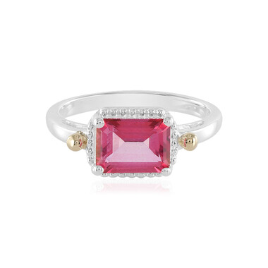Anillo en plata con Topacio rosa (Granulieren)