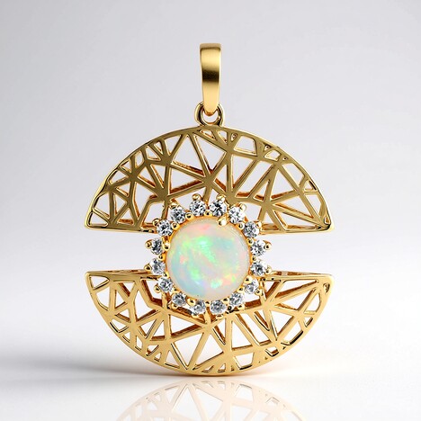Ciondolo in oro con Opale di Welo AAA (Ornaments by de Melo)
