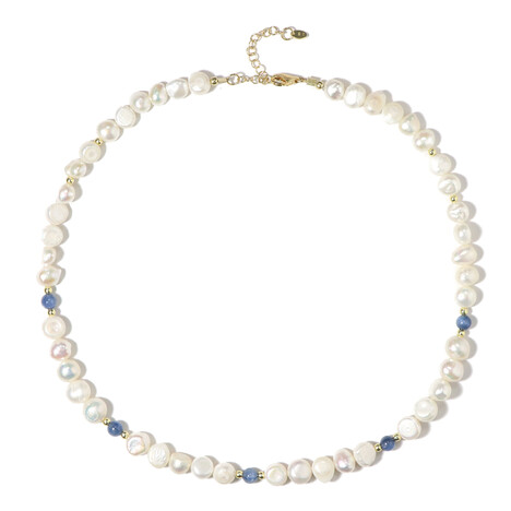 Weiße Süßwasserzuchtperlen-Silberhalskette