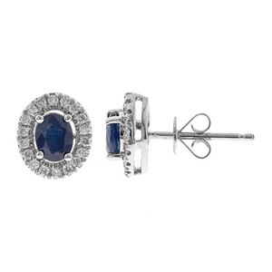 Boucles d'oreilles en or et Saphir bleu de Ceylan