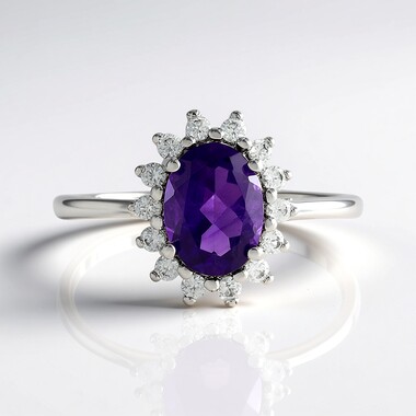 Anillo en plata con Amatista de Zambia