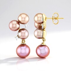 Orecchini in argento con Perla Ming Porpora (TPC)