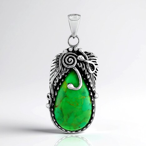 Ciondolo in argento con Turchese Kingman Mohave Verde (Faszination Türkis)