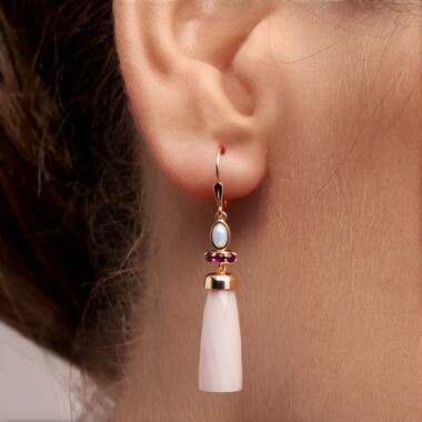 Pink Chalcedony Silver Earrings (KM by Juwelo)
