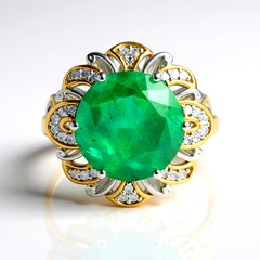 Anello in argento con Smeraldo pozzo D8 (Gems en Vogue)