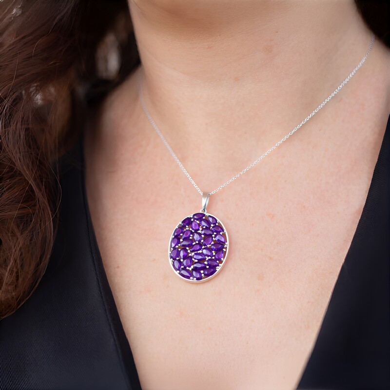Sambia-Amethyst-Silberhalskette