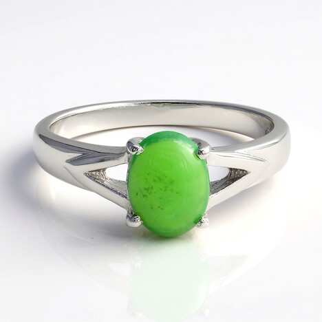 Anello in argento con Crisoprasio Imperiale