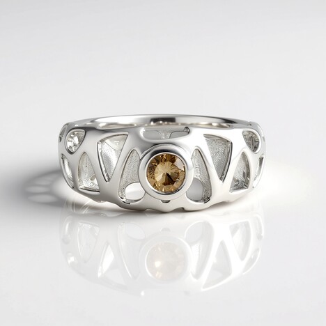 Anello in argento con Diamante Champagne I2 (Ornaments by de Melo)