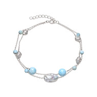 Zilveren armband met een Witte zoetwater kweekparel