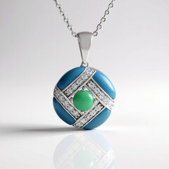 Collana in argento con Calcedonio Blu (KM by Juwelo)