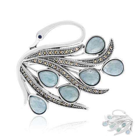 Broche en argent et Aigue-marine du Brésil (Annette classic)