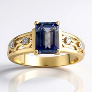 Anillo en oro con Tanzanita púrpura sin tratamiento térmico