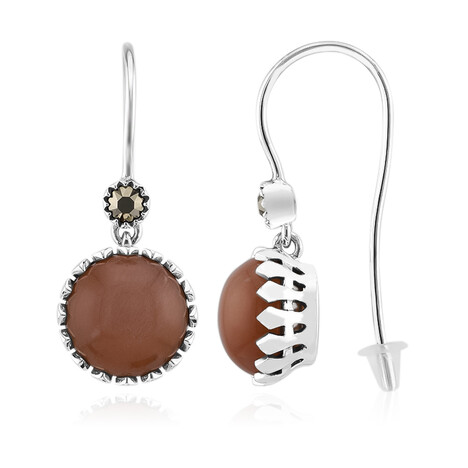 Pendientes en plata con Piedra de luna melocotón (Annette classic)
