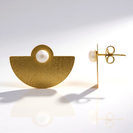 Boucles d'oreilles en argent et Perle de culture d'eau douce (Joias do Paraíso)